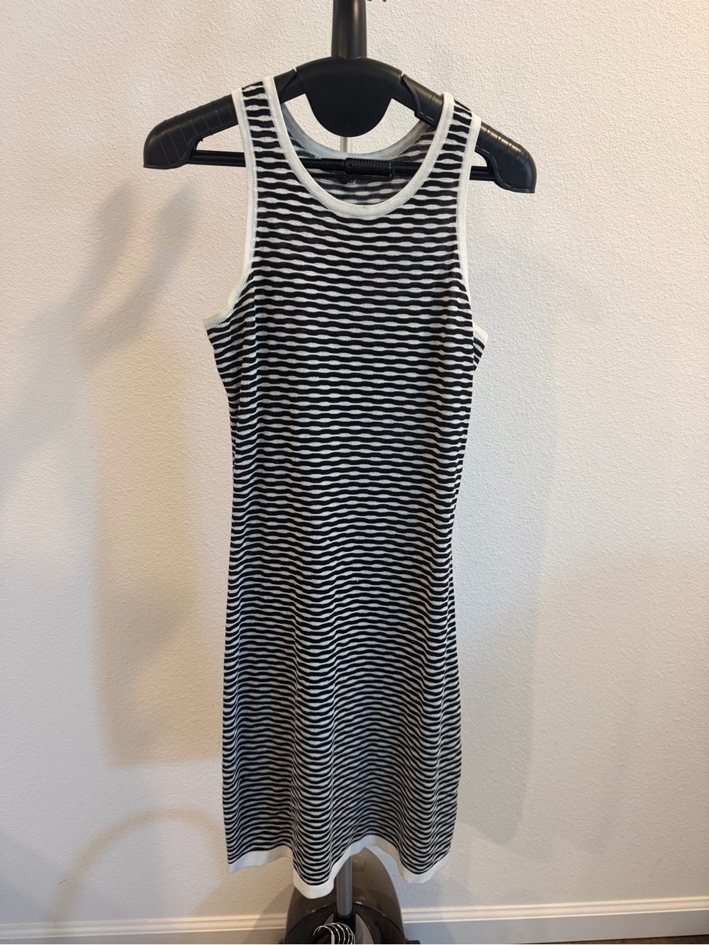 BB Dakota Black and White Striped Midi Tank Dress
